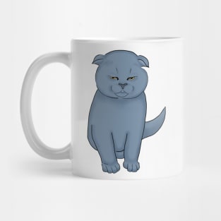 Angry cat with yellow eyes. Scottish fold kitten Mug